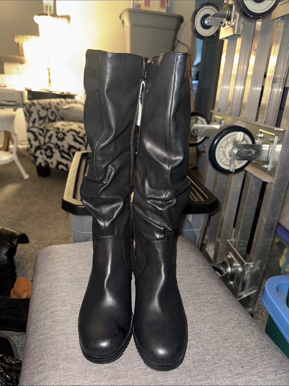 Cliffs by WHITE MOUNTAIN Black Slouch Knee-High Heeled Boots